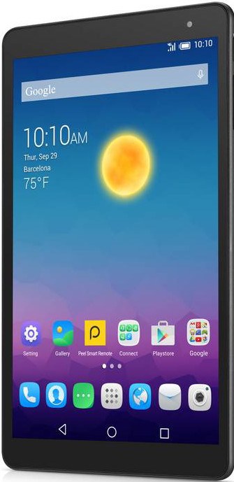 القرص مشرق معهد  Alcatel One Touch P360X LTE features 9.6-inch display LCD with 800 x 2048  screen resolution multi-touch screen, runs Android 5.0 also has a  5-megapixel Rear camera and 2MP Front shooter.