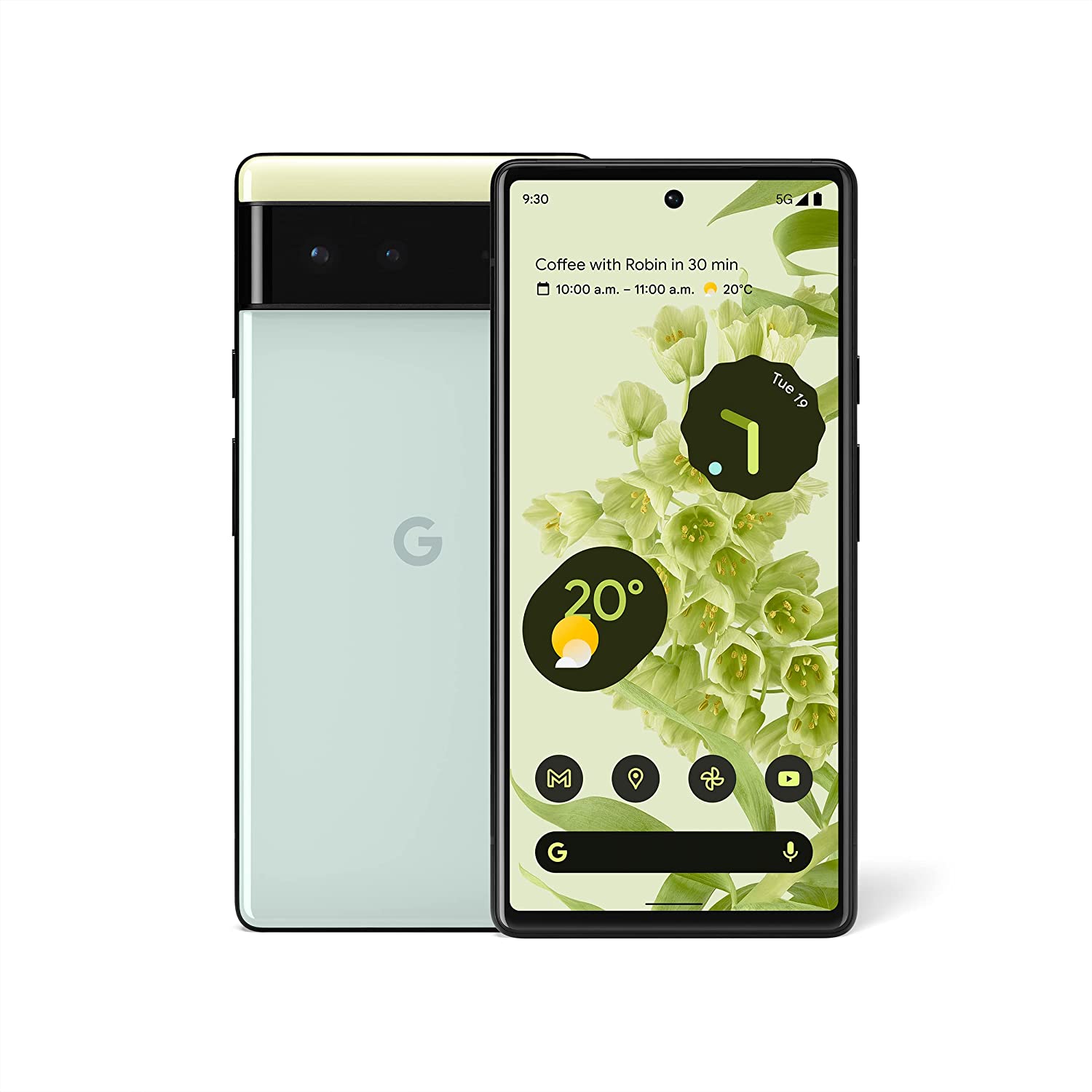Google Pixel 6 5G GB7N6 Sorta Seafoam 256GB 8GB RAM Gsm Unlocked Phone  Google Tensor 50MP The phone comes with a 6.40-inch touchscreen display  with a resolution of 1080x2400 pixels at a