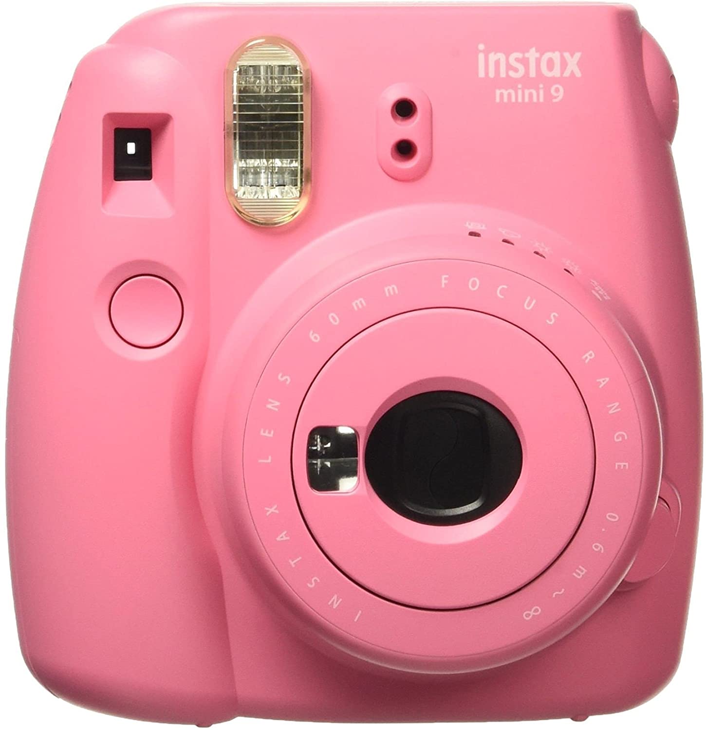 Fujifilm Instax MINI 9 Instant Film Camera, Pink New Selfie Mirror, Picture size: X 1.8 Inches New Macro Lens adapter close ups 35 centimeter to 50 centimeter Automatic exposure measurement;